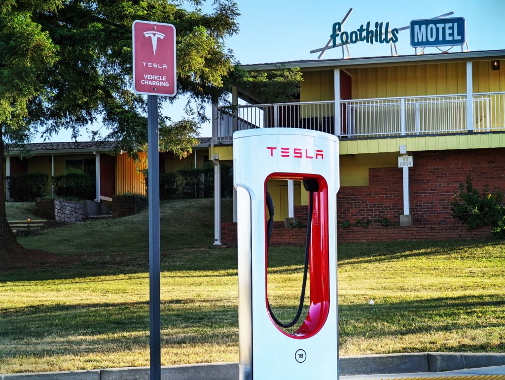 Auburn Tesla Supercharger station at the Foothills Motel
