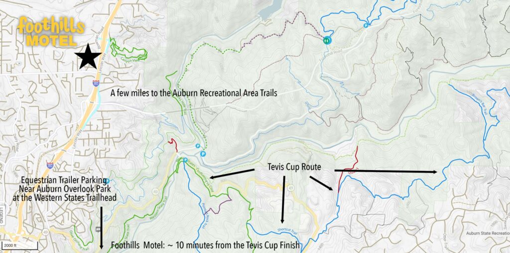 hotel-for-tevis-cup-map - Foothills Motel Tevis Cup and equestrian map from Foothills Motel